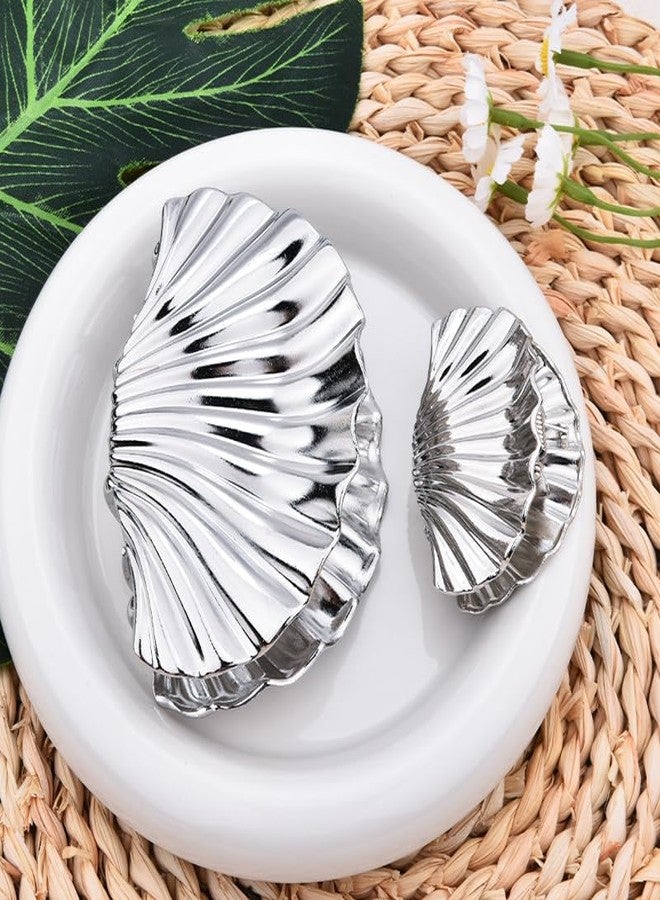 Sisadodo Shell Claw Clips for Girls Women Fashion Seashell Hair Clip Claws for Teen Girl Stylish Metal Hair Claw Clamps for Styling Sea Shell Silver Shell Hair Accessories for Women Non Slip Clip Barrettes - Image 5